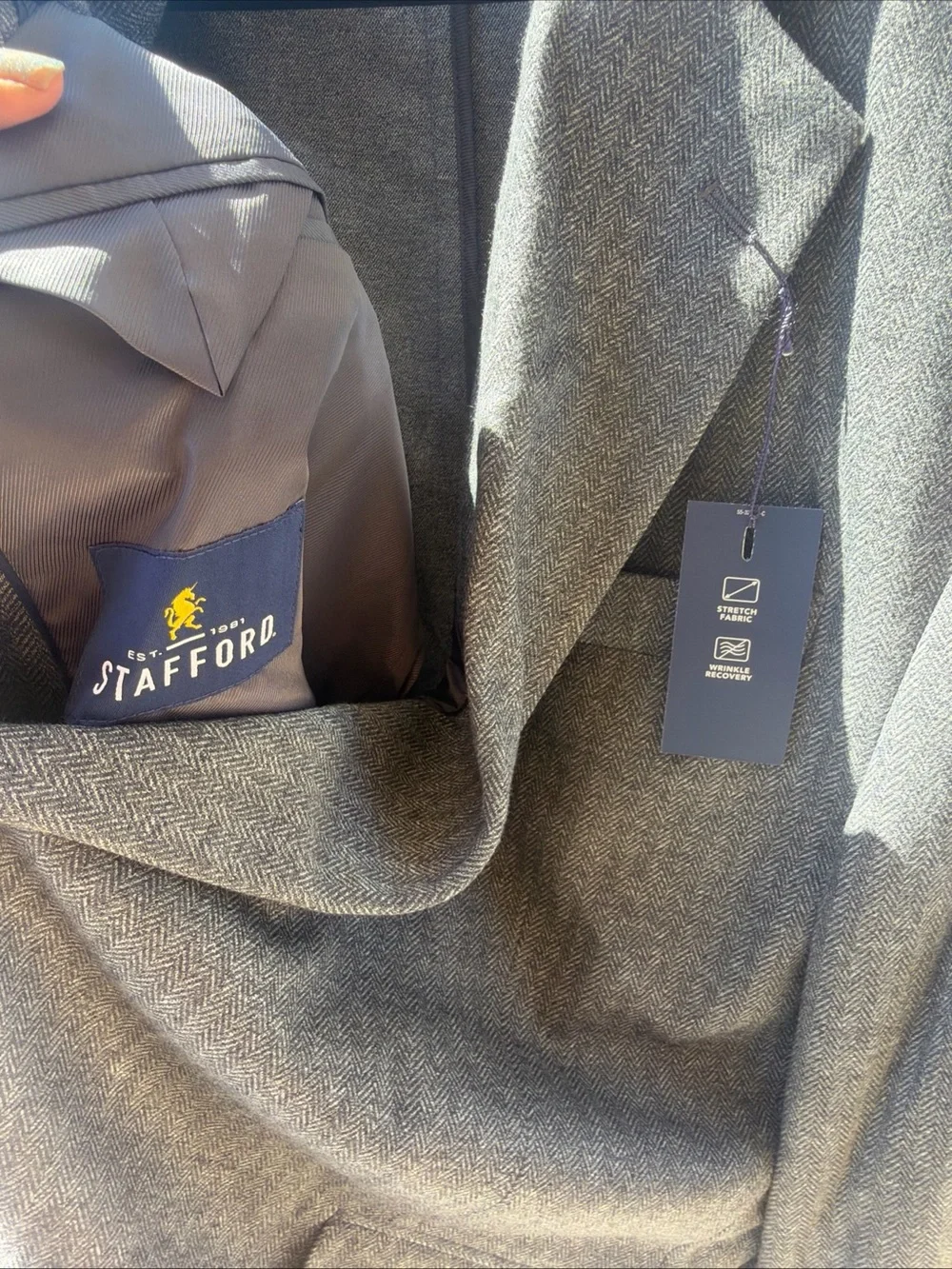 Stafford Gray Charcoal HB Blazer Jacket 58 L $188 Big & Tall